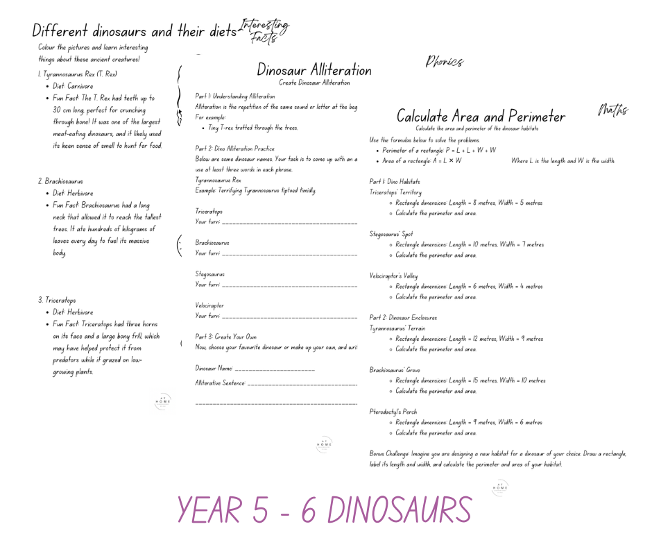 Dinosaur All Primary Ages Themed Booklet (Digital Download)