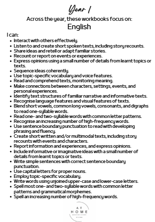Year 1 Term 1 English and Maths Homeschooling Workbook