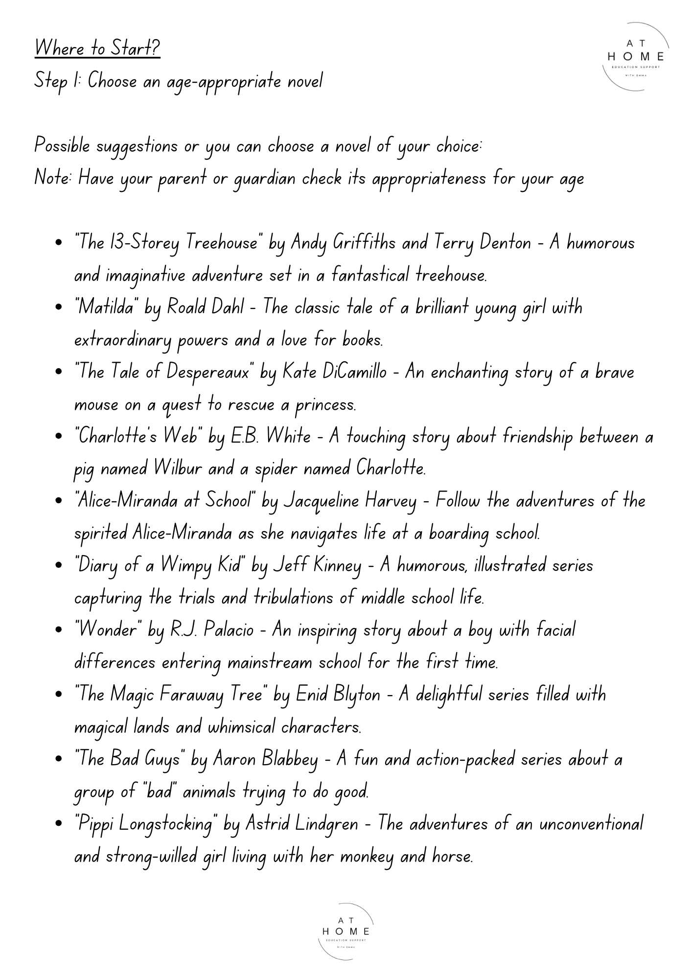 Novel Study Year 3-6