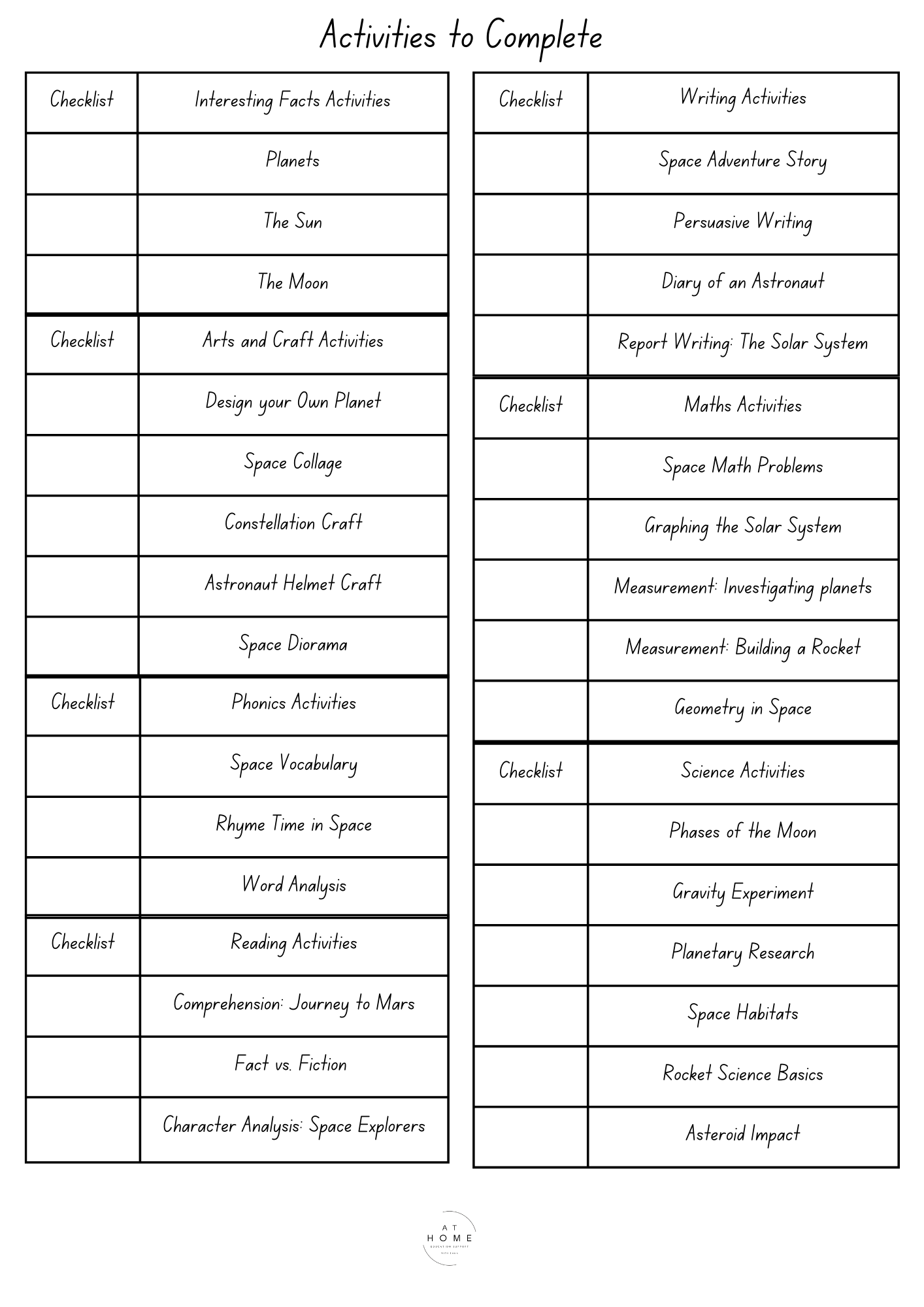 Year 5 and 6 Space Themed Booklet - Digital