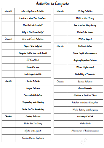 Year 5 and 6 Under the Sea Themed Booklet - Digital