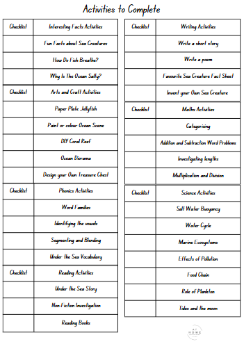 Year 3 and 4 Under the Sea Themed Booklet - Digital