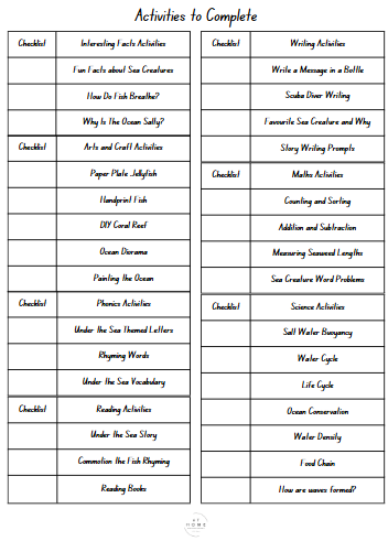 Year 1 and 2 Under the Sea Themed Booklet - Digital