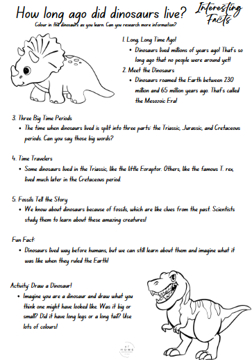 4-6 year olds Dinosaurs Themed Booklet - Digital