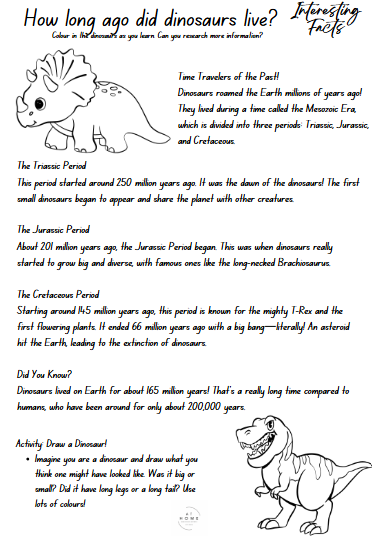 Year 3 and 4 Dinosaurs Themed Booklet - Digital