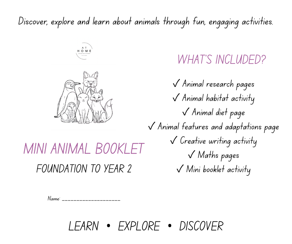 Mini Animal Booklet Foundation - Year 2 (Digital Download)