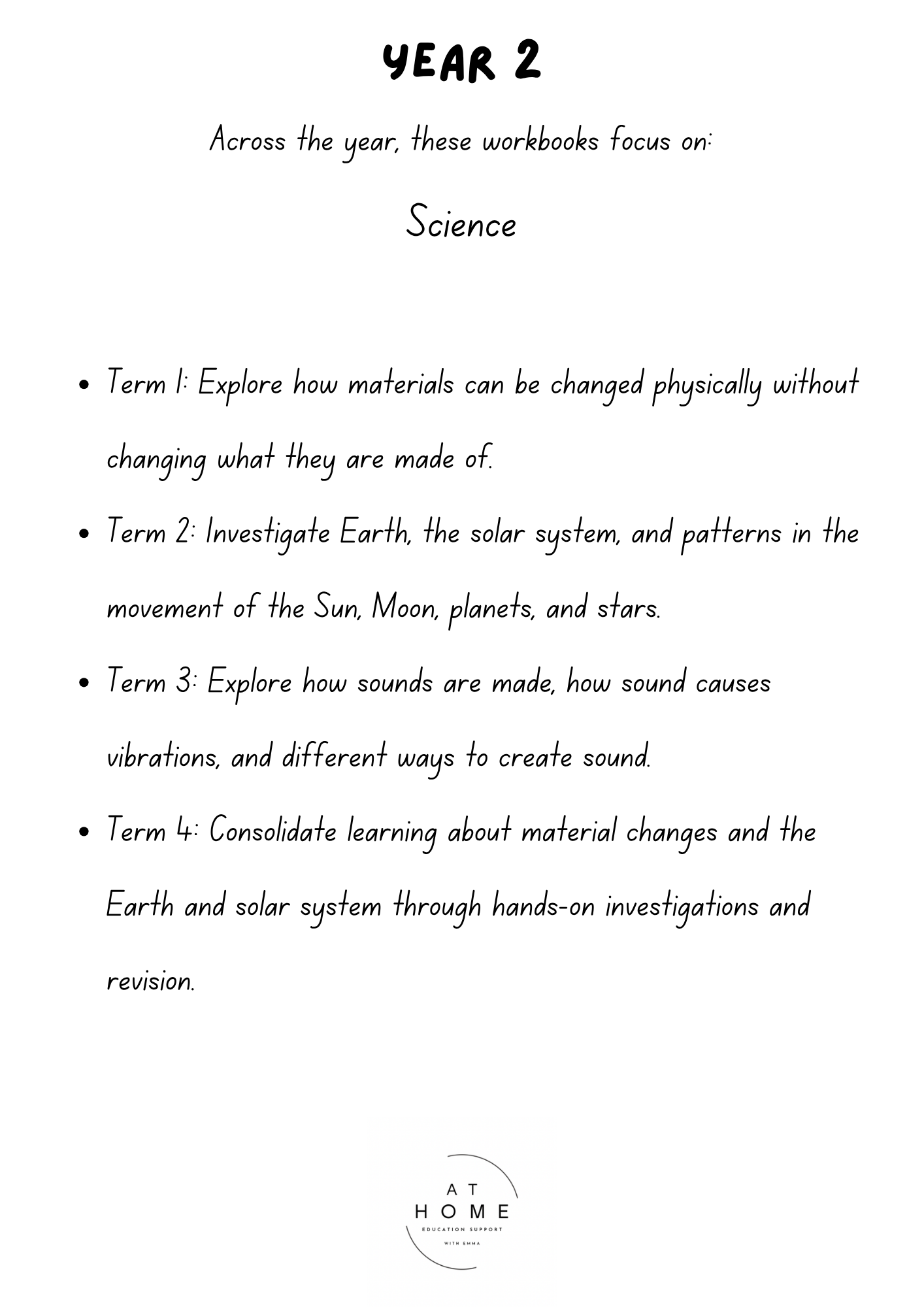 Year 2 (QLD/VIC/WA/TAS/SA/NSW/ACT) Homeschooling Workbook