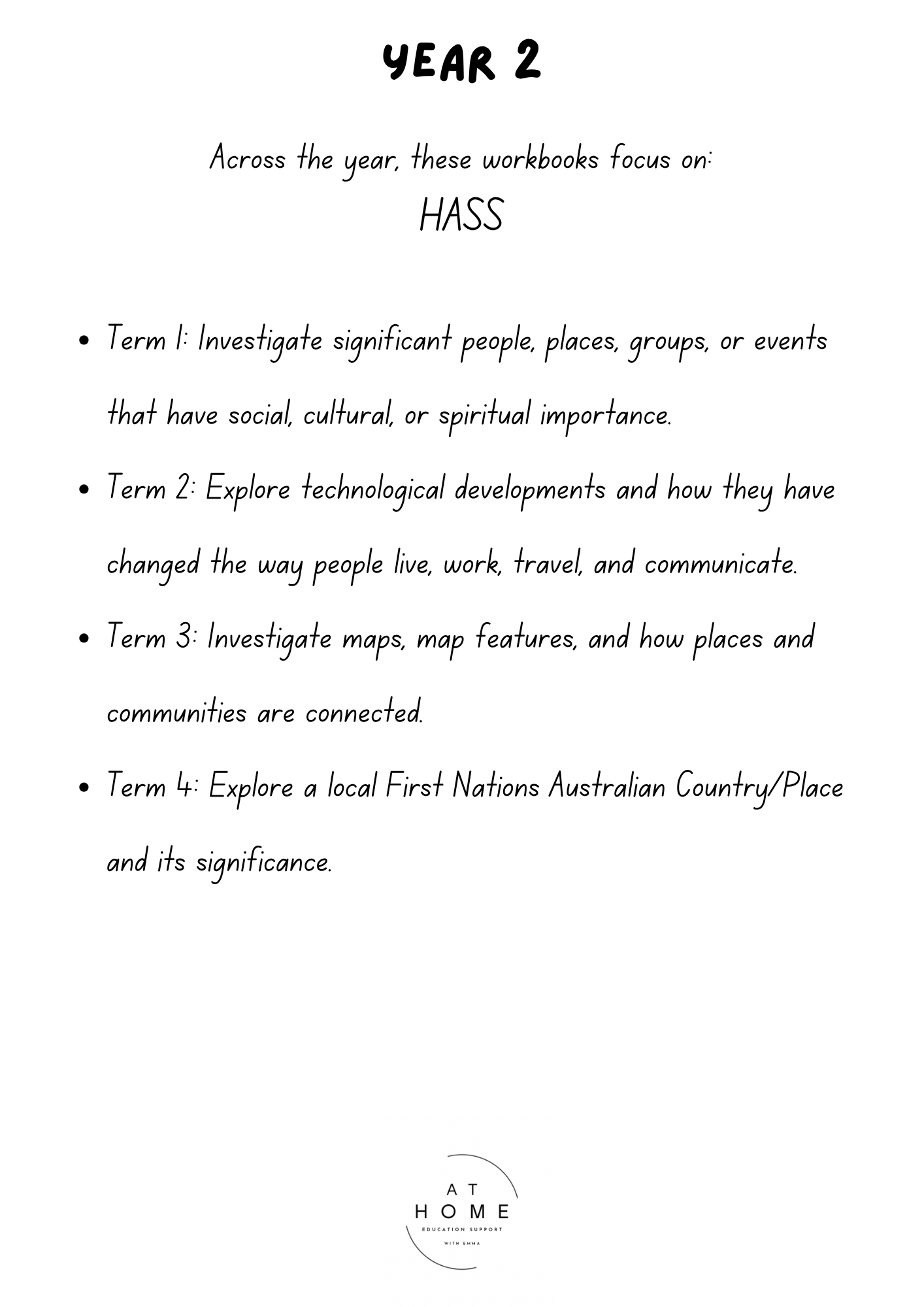 Year 2 (QLD/VIC/WA/TAS/SA/NSW/ACT) Homeschooling Workbook