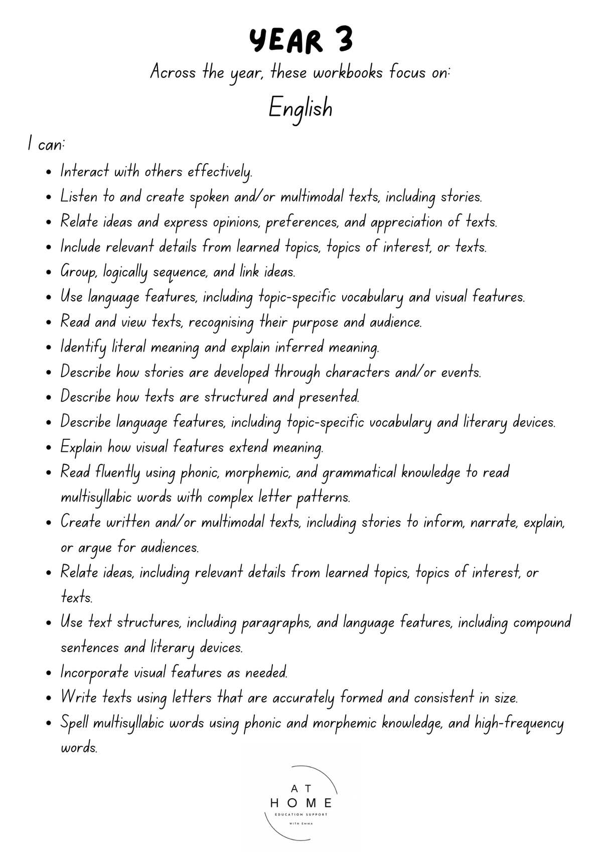 PREORDER 2027 Year 3 Australian Curriculum Homeschooling Workbook