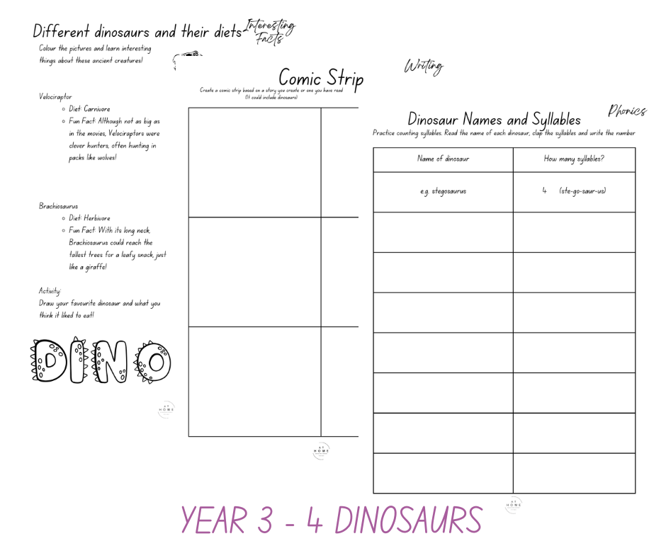 Dinosaur All Primary Ages Themed Booklet (Digital Download)
