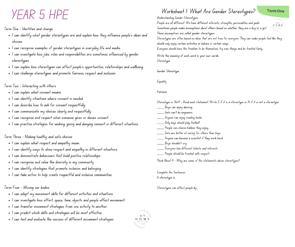 Health and Physical Education Booklet Term 1-4 (Digital Download)