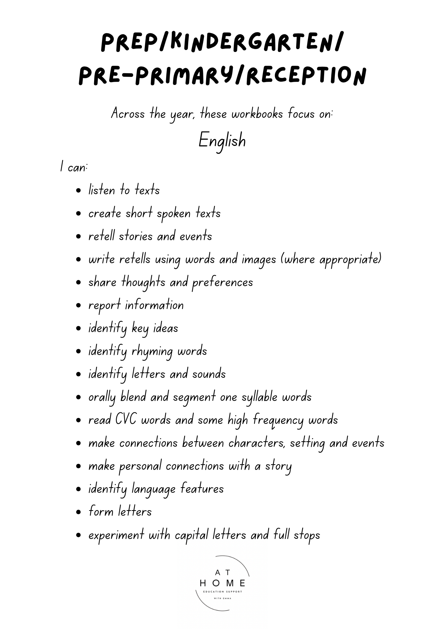 Pre-Primary (WA) Homeschooling Workbook