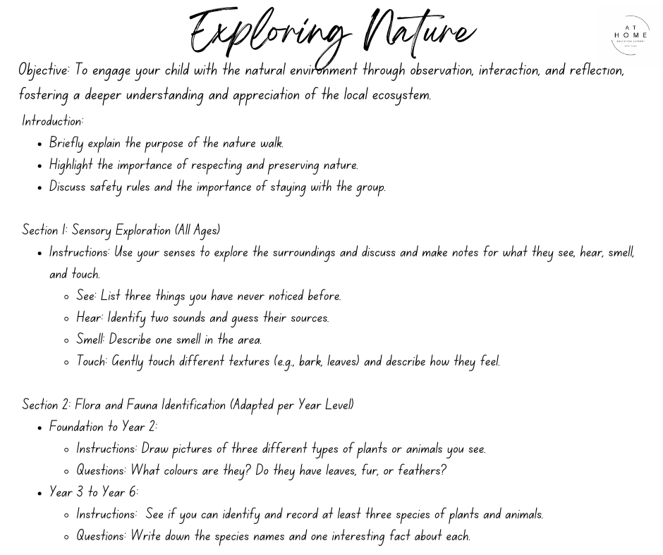 FREE Nature Investigation Worksheet