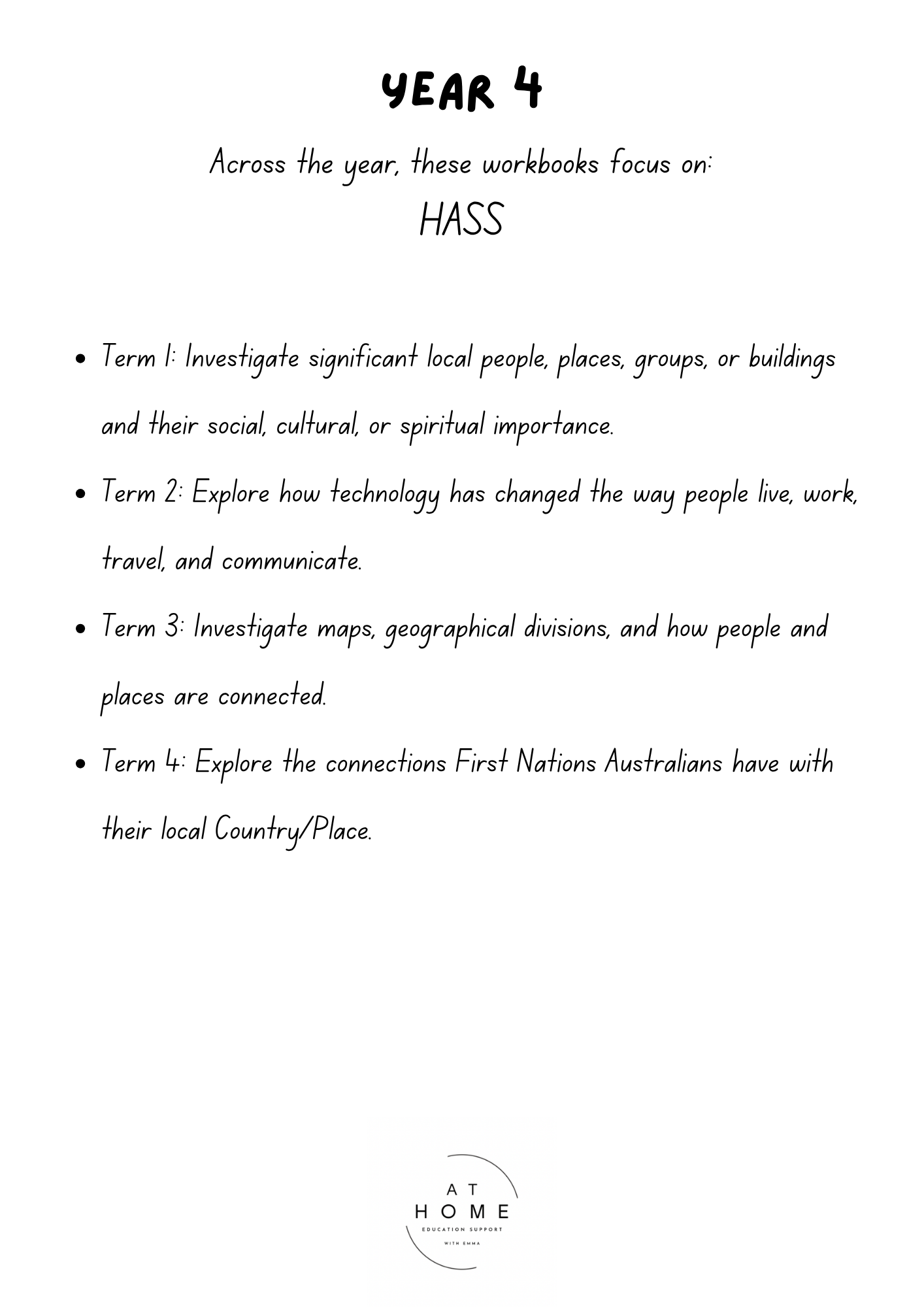 Year 4 (QLD/VIC/WA/TAS/SA/NSW/ACT) Homeschooling Workbook