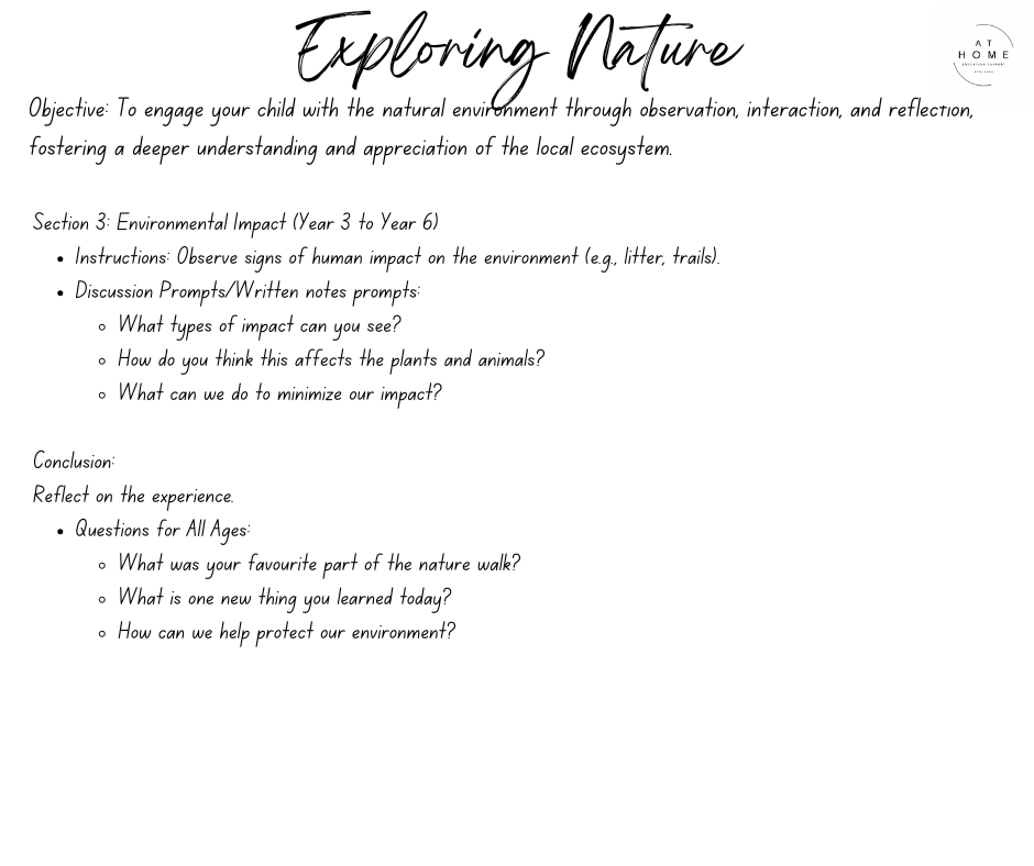 FREE Nature Investigation Worksheet