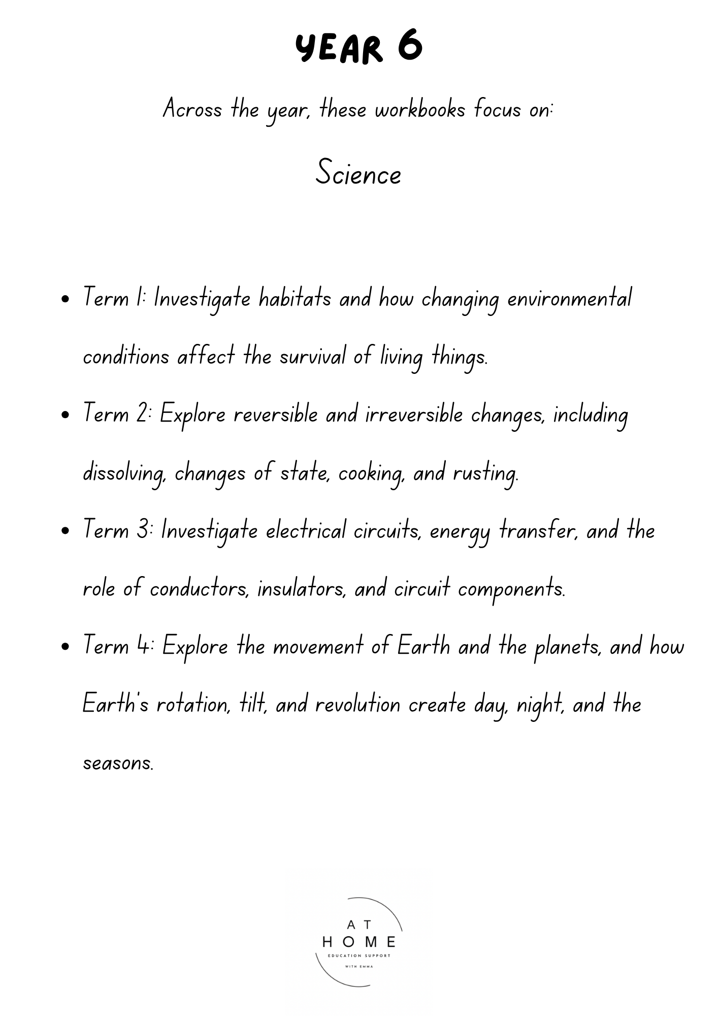 Year 6 (QLD/VIC/WA/TAS/SA/NSW/ACT) Homeschooling Workbook
