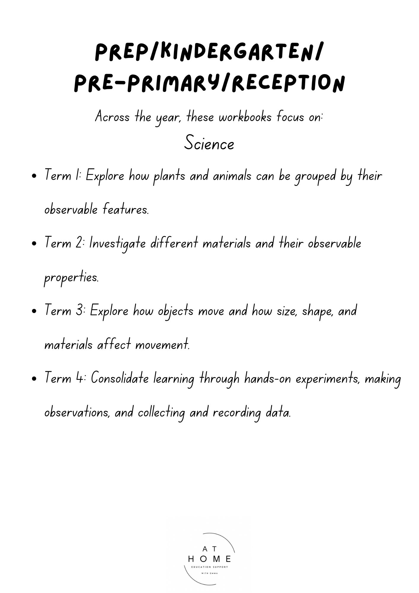 Pre-Primary (WA) Homeschooling Workbook