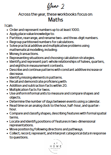 Year 2 (QLD/VIC/WA/TAS/SA/NSW/ACT) Homeschooling Workbook