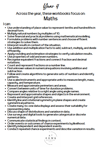 Year 4 (QLD/VIC/WA/TAS/SA/NSW/ACT) Homeschooling Workbook