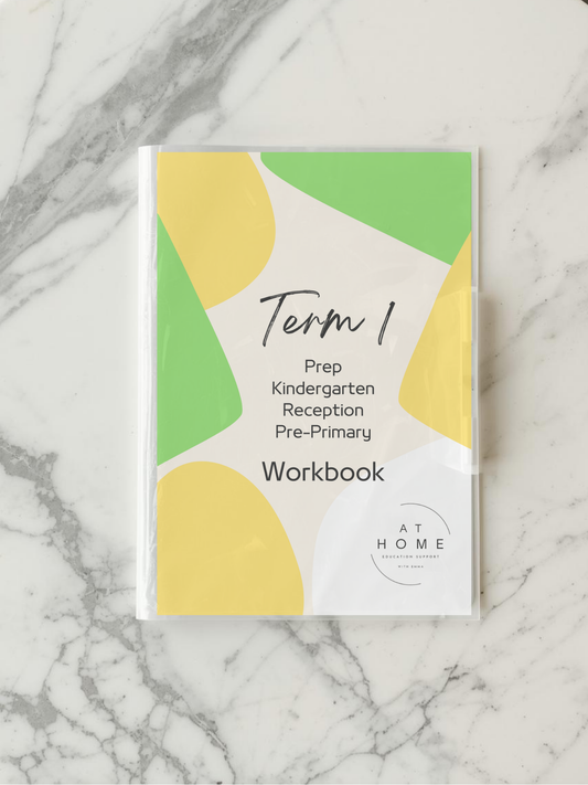 Prep Term 1 (QLD/VIC/TAS) English and Maths Homeschooling Workbook