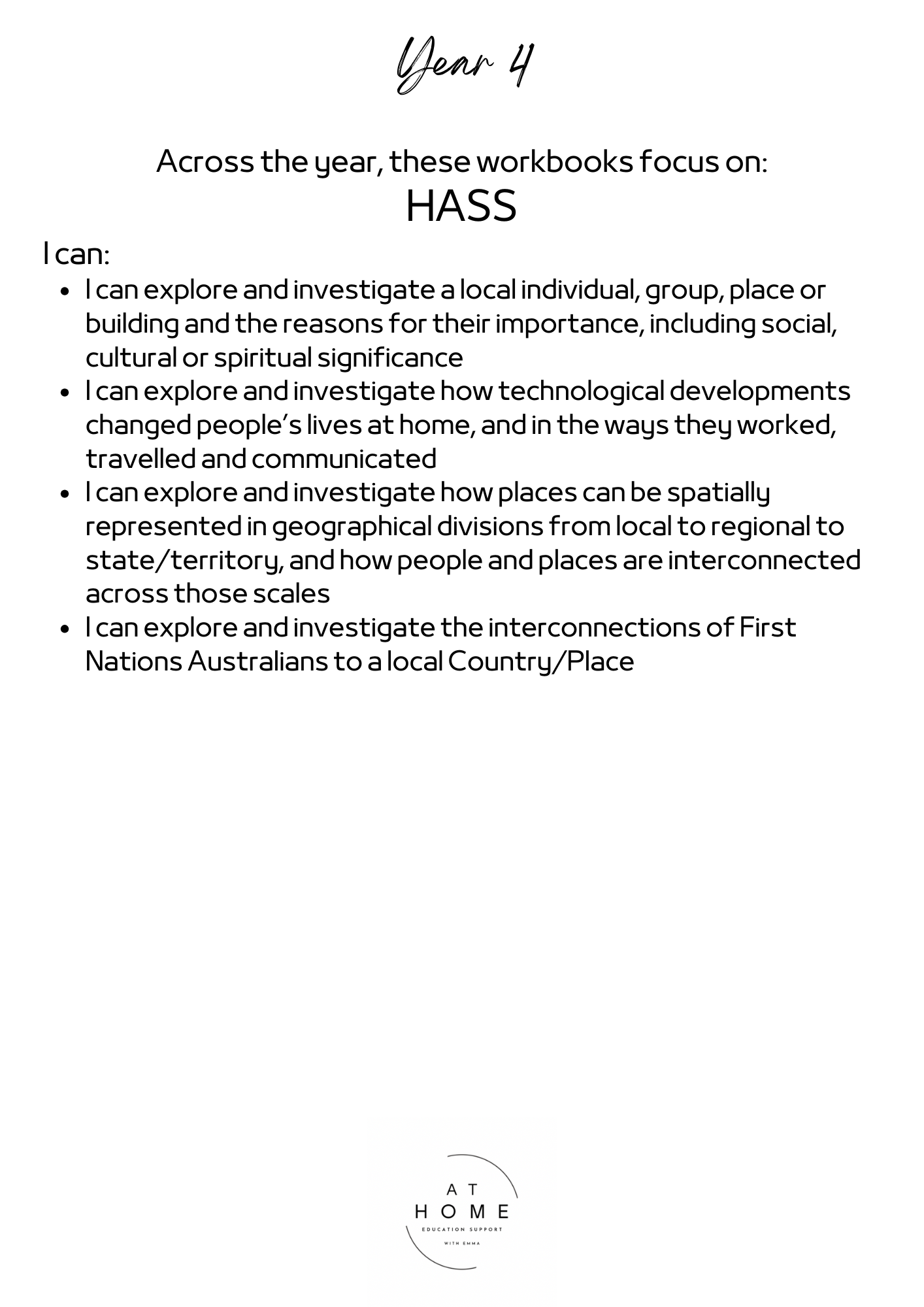 Year 4 (QLD/VIC/WA/TAS/SA/NSW/ACT) Homeschooling Workbook