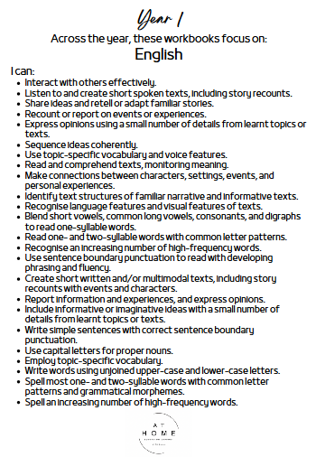Year 1 Workbook Bundle